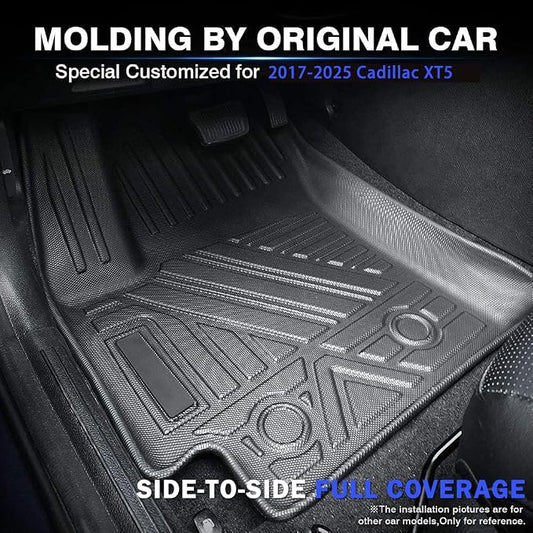 KUST Floor Mats for Cadillac XT5 2017-2025, All Weather TPE Rubber Floor Liners for XT5 Accessories Front Rear 2 Row High Side
