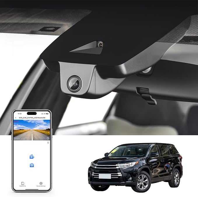 mangoal 4K Dash Cam Custom fit for Toyota Highlander & Hybrid Gen3 UX50 2017 2018 2019 (Model B), LE Limited L XLE Platinum Hybrid, Integrated OEM Look, UHD 2160P Video, App & WiFi, GPS, 64GB Card