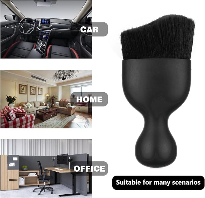 2 PCS Car Detailing Brush, Soft Bristles Detailing Brush Dusting Tool, Auto Interior Soft Hair Removal Brush, Fit for Automotive Dashboard, Air Conditioner Vents, Leather, Computer (Black #113)