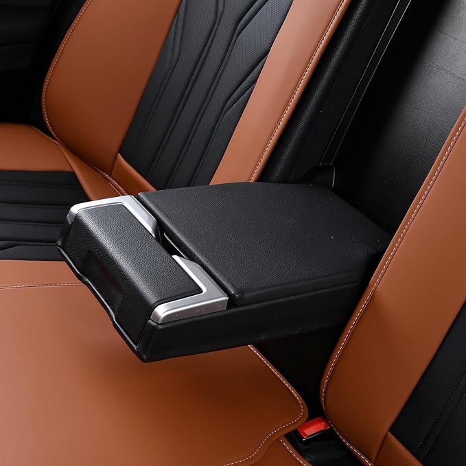 FLORICH Rear Seat Covers Leather Car Seat Covers Waterproof Back Seat Cover Automotive Seat Covers Universal Seat Cushion Protector for Most Cars Trucks SUV-Brown&Black