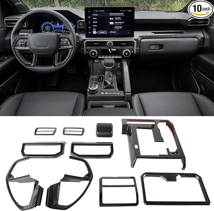 Interior Trim for Toyota Tacoma 2024-2026 Carbon Fiber Gear Shift Panel with Steering Wheel Trim