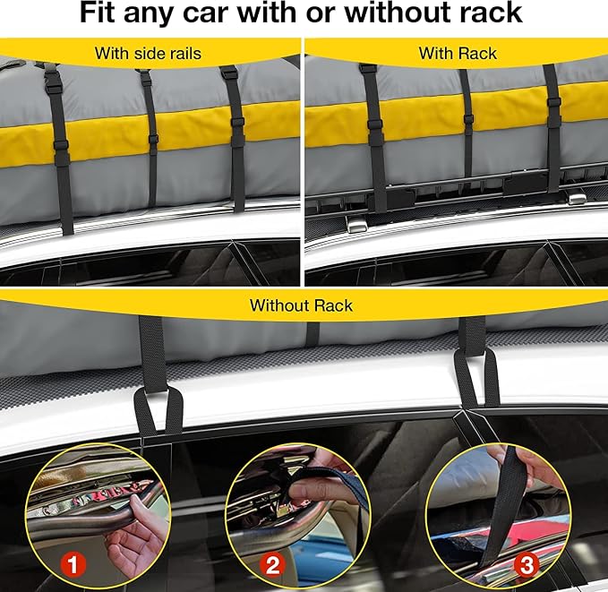WILDROAD Car Roof Bag Rooftop Cargo Carrier, 21 Cubic Feet Waterproof Roof Luggage Cargo Carrier Bag with Anti-Slip Mat for All Cars Vehicles SUV with/Without Rack (21 Cubic Feet)