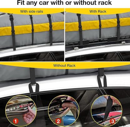 WILDROAD Car Roof Bag Rooftop Cargo Carrier, 21 Cubic Feet Waterproof Roof Luggage Cargo Carrier Bag with Anti-Slip Mat for All Cars Vehicles SUV with/Without Rack (21 Cubic Feet)