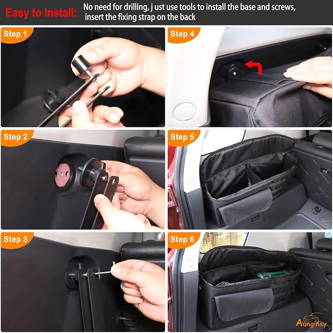 Aunginsy Car Trunk Organizer Compatible with Toyota FJ Cruiser 2007-2021+, 1PCS Trunk Storage Box Backseat Hanging Organizer Rear Left Storage Bag Organizer Multi-Compartment Oxford Cloth Accessories