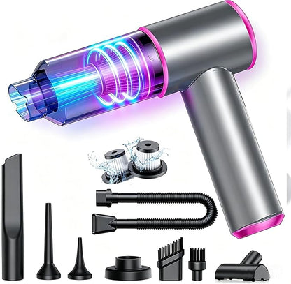 Handheld Cordless Car Vacuum Cleaner |4-in-1 Portable Mini Vacuum/Compressed Air Duster| 15000PA Powerful Suction| 3-Speed Adjustable & 6000MAH Rechargeable Battery for Home Office Pet Hair