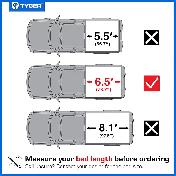 Tyger Auto T3X Soft Tri-Fold in Fabric Truck Bed Tonneau Cover Compatible with 2014-2021 Toyota Tundra | 6.5' (79") Bed | TG-BC3T1433X