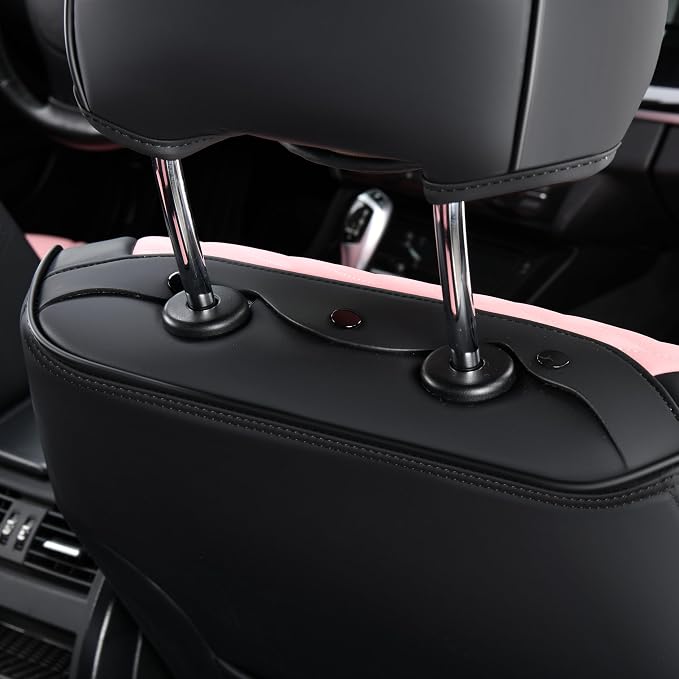 FLORICH Automotive Seat Covers for Cars Front Seats, Leather Car Seat Covers Waterproof Pink & Black Seat Covers 2 Pack, Universal Seat Protector for Most Cars Trucks SUV