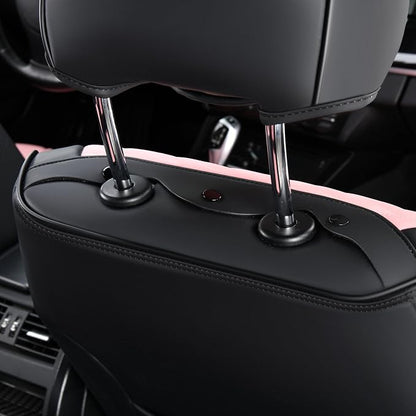 FLORICH Automotive Seat Covers for Cars Front Seats, Leather Car Seat Covers Waterproof Pink & Black Seat Covers 2 Pack, Universal Seat Protector for Most Cars Trucks SUV