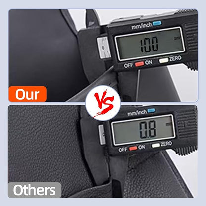 2 Pack Leather Car Seat Back Organizer, Backseat Kick Mat Protector with Clear Touchscreen Tablet Holder, Cup Holder, Tissue Holder and Storage Pockets, Fits Cars SUVs Minivans, Black