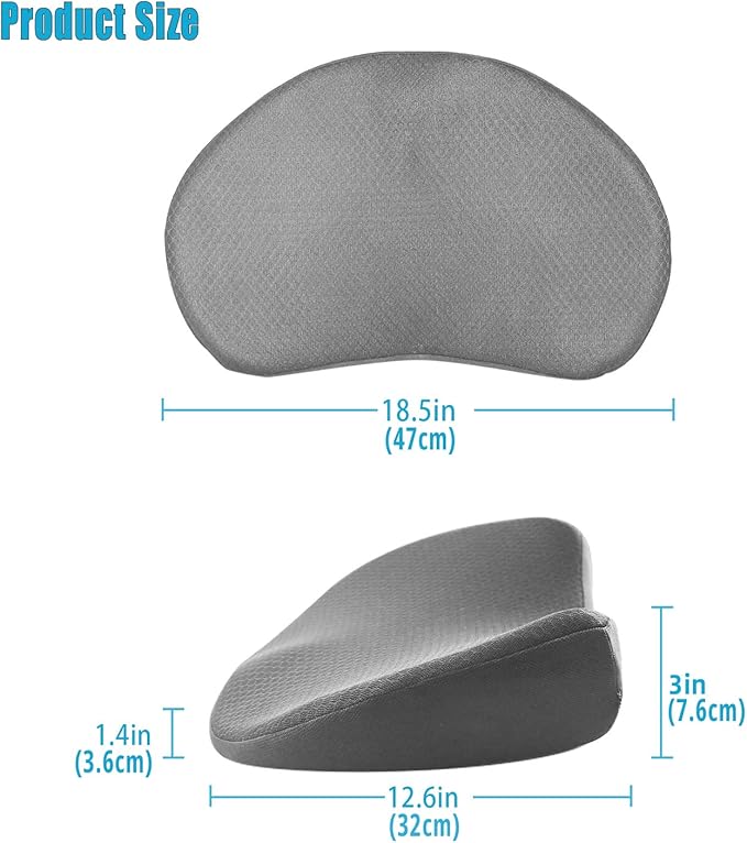 2 in 1 Car Seat Cushion Lumbar Pillow - Comfort Memory Foam Seat Cushion for Driving, Office - Sciatica-Back Pain Relief, Car Cushion for Car, Truck, Office, Wheelchair (Grey)
