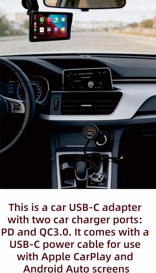12V Power Cord Adapter Compatible with Apple carplay Android auto Screen, Cord Cable for car car Play Screen(9.8FT)