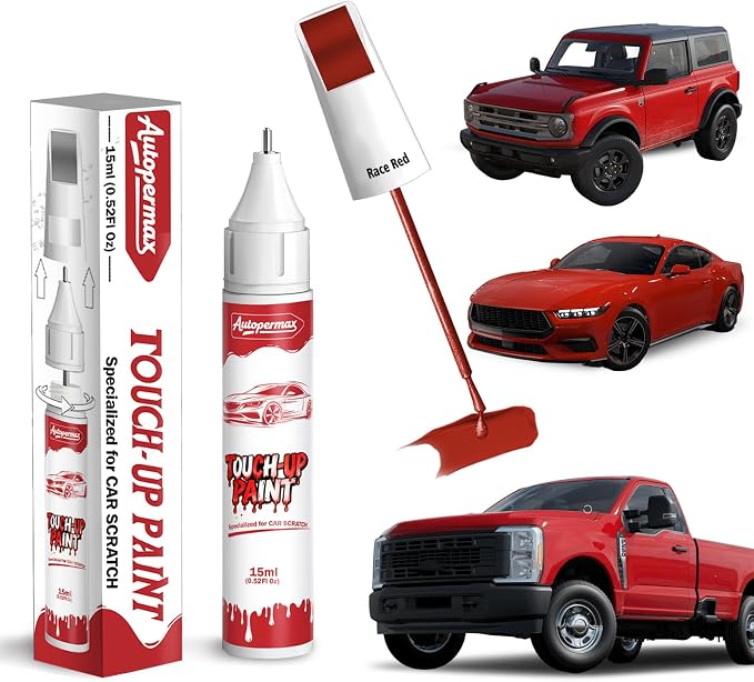 PQ Race Red Car Touch Up Paint for Ford, Color Accurate Two-In-One Car Paint Scratch Repair Pen, Professional Scratch Remover for Vehicles Chips and Nicks Scuff