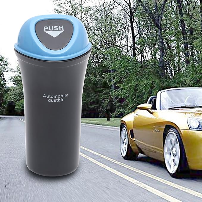 VOSAREA Auto Dustbin Car Trash Can Garbage Can Leakproof Vehicle Trash Bin(SkyBlue)