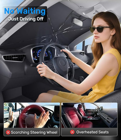 Zanch Upgrade Windshield Sun Shade, Custom Fit for Toyota RAV4 2019-2025 [Titanium-Silver Reflective Coating] Blocks 99% UV & Heat, Sunshade Umbrella for RAV4 2019 2020 2021 2022 2023 2024 2025