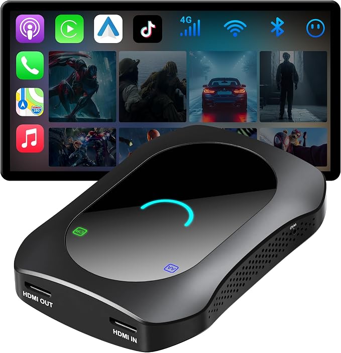 Magic AI Box, Wireless CarPlay/Android Auto Adapter, Car Video Box Supports for Netflix/YouTube/TikTok/TF Card, DriveChat AI Smart Box with GPS/Dual Bluetooth