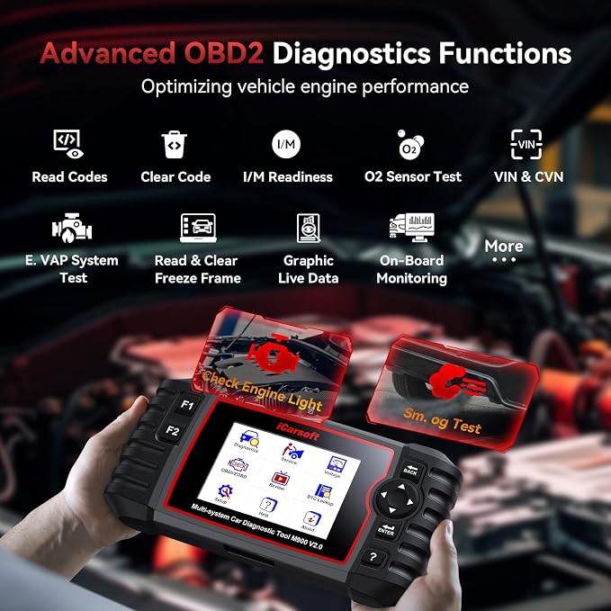 OBD2 Diagnostic Scan Tool for Mercedes Benz/Sprinter, iCarsoft M900 V2.0 Scanner Code Reader for Engine, Transmission, ABS, Airbag Systems, Oil/SAS/EPB/ETC/INJ Reset,Battery Test
