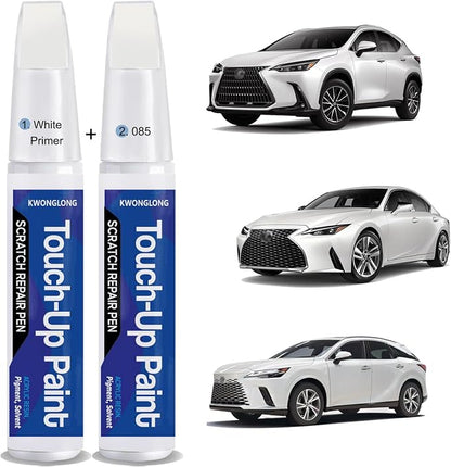 Eminent White 085 Car Touch-Up Paint Compatible with Lexus, 2-in-1 Car Paint Scratch Repair Kit, Quick & Easy Solution to Repair