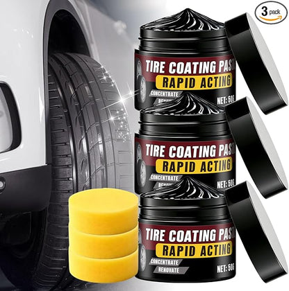 3PCS Tire Coating Paste, Tire Polishing Paste, Car Tire Shine with Sponge, Long-Lasting, UV Protection & Weather Resistant Tire Coating for Car, Truck, Motorcycle, RV