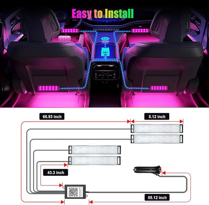 Yilaie LED Car Lights Interior Footwell Lighting Decorations Inside with App Control, Music Sync Multicolor for Trucks DC 12V
