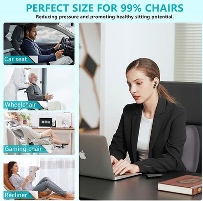 FLORICH 3 PCS Seat Cushion for Carseat Lumbar Support Pillow Car Neck Headrest Pillows Memory Foam Gel Memory Foam Massage Point Seat Pads Pressure Relief Back Cushion for Office Chair(Grey)