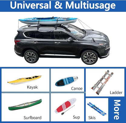 Surfboard Rack for Car, Paddle Board Car Rack, Surf Racks for Cars, Universal Soft Roof Racks for Kayak SUP Canoe, Complete Set