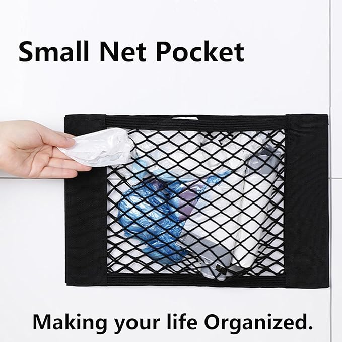 Universal Mesh Cargo Net with Tape Stickers Car Stretchable Storage Net Wall Sticker Organizer Pouch Bag Storage Mesh Net for SUV Car Trunk Storage(15.7x9.8 Inch)