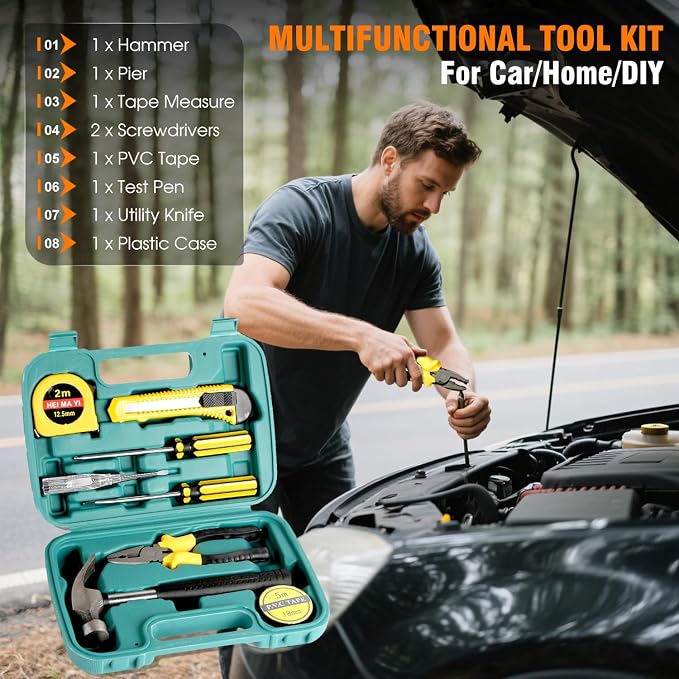 Emergency Car Kit,Roadside Emergency Tool Kit for Vehicle Truck with Air Compressor Jumper Cable First Aid Kit,Winter Auto Road Side Kit Women Men Car Travel Safety Assistance Survival Essentials Kit