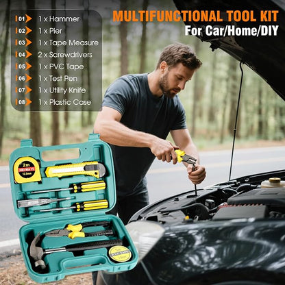 Emergency Car Kit,Roadside Emergency Tool Kit for Vehicle Truck with Air Compressor Jumper Cable First Aid Kit,Winter Auto Road Side Kit Women Men Car Travel Safety Assistance Survival Essentials Kit