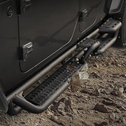 BINARY STAR Running Boards Compatible with 2020-2026 Jeep Gladiator Jt 4 Door, Multi-Function Running Boards Made with Carbon Steel, 6 Inch Gladiator Side Steps Step Bars Nerf Bars