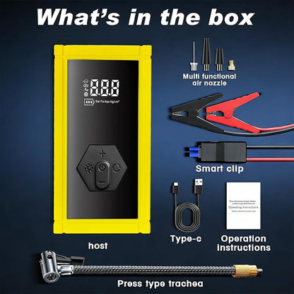 Portable Car Battery Jump Starter with Air Compressor, 8000A Jump Pack for 9.0L Gas/8.0L Diesel, 150PSI Tire Inflator Air Pump, 12V Jump Box Power Pack Booster with LED Light for Emergency