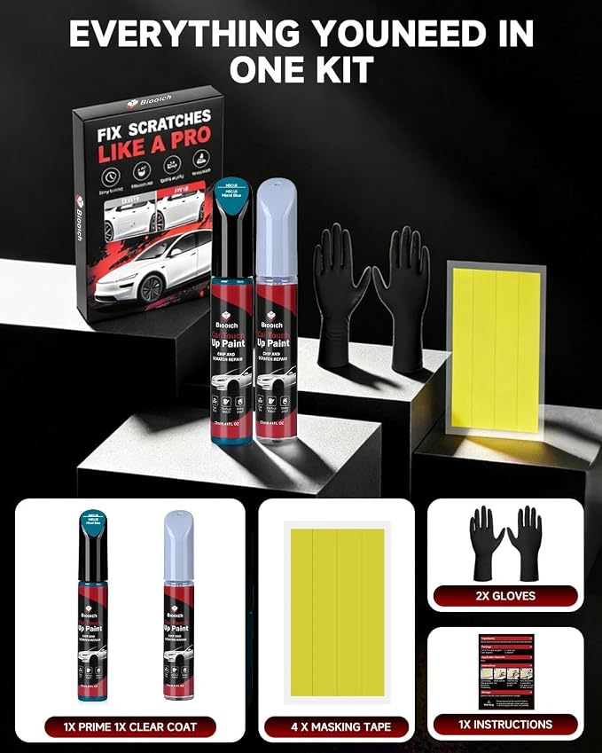 Miami Blue M5C/J5 for Porsche Touch Up Paint Kit[2K Clear Coat Included],Exact Color Match Touch Up Paint for Chip and Scratch Repair