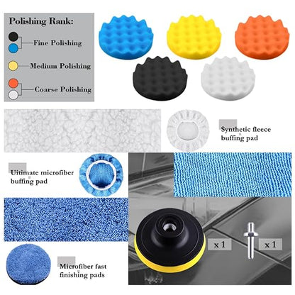 13PCS Buffing Pads 7 Inch Car Polishing Pads Kit Car Foam Sponge Pads Wool Bonnet Pads Auto Body Repair Pad for Waxing Buffing Sealing Glaze (7 Inch 13PCS)