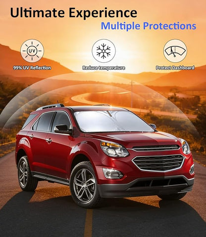 Windshield Sun Shade for 2010-2017 Chevy Equinox Accessories, Car Front Window Sun Visor & Heat Shield | 240T Sunshade Protection Blocks UV Rays Keep Your Car Cooler