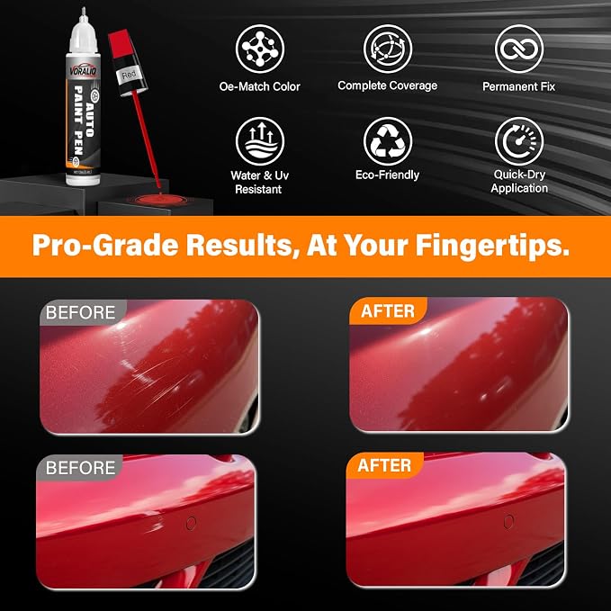 Touch Up Paint for Cars, 3-Pack - Red Car Scratch Repair Pen, Color Accurate Automotive Touch Up Paint, Long-Lasting Scratch Resistance, Fast-Drying & User-Friendly, Safe & Water-Resistant for Automotive & Household Touch-Ups