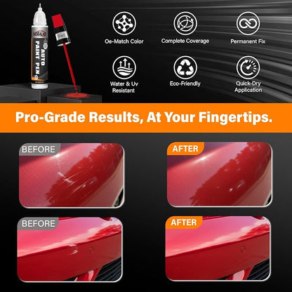 Touch Up Paint for Cars, 3-Pack - Red Car Scratch Repair Pen, Color Accurate Automotive Touch Up Paint, Long-Lasting Scratch Resistance, Fast-Drying & User-Friendly, Safe & Water-Resistant for Automotive & Household Touch-Ups
