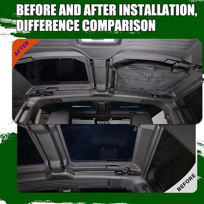 Roof Storage Bags Compatible with Hummer EV Accessories 2022-2026 SUV/SUT Overhead Storage Bag Organizer Cargo with Hardtop Suction Fixing Waterproof Can Foldable Sunshade