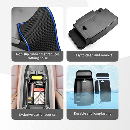 CDEFG 2023 2024 2025 2026 CX-50 Center Console Organizer Tray for 2023 2024 2025 2026 Mazda CX-50 Middle Console Armrest Storage Box 2023-2026 CX50 Accessories(Blue)
