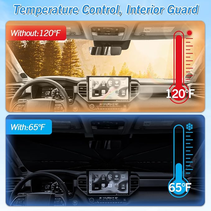 KUST Windshield Sun Shade Umbrella for Toyota Tundra 2022 2023 2024 2025 2026 Rear Window Shades 100% UV Protection and Blackout Privacy 5PCS Car Window Covers Accessories