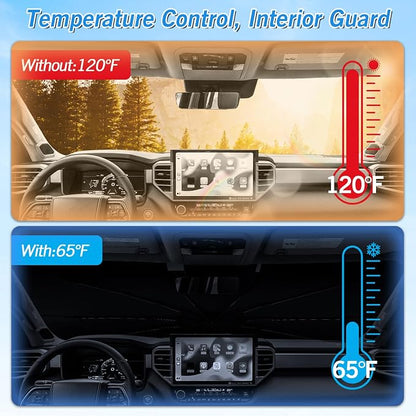 KUST Windshield Sun Shade Umbrella for Toyota Tundra 2022 2023 2024 2025 2026 Rear Window Shades 100% UV Protection and Blackout Privacy 5PCS Car Window Covers Accessories