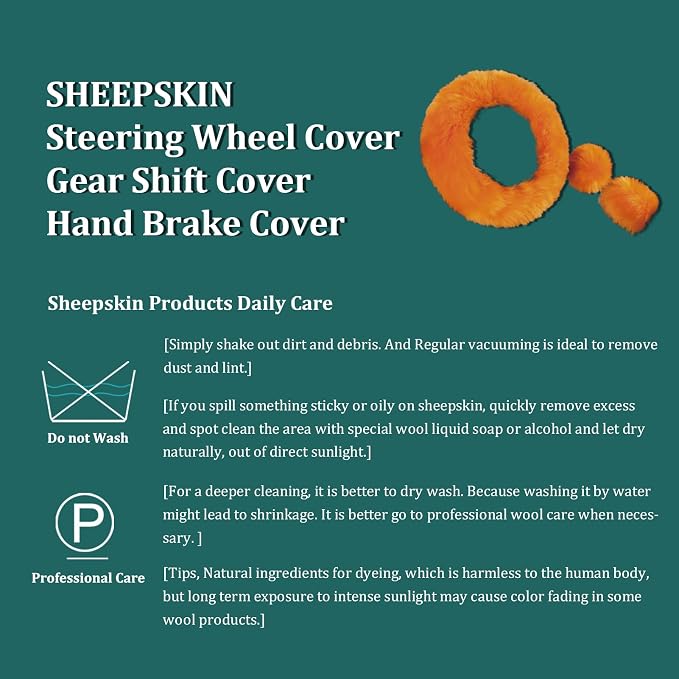 Fuzzy Genuine Sheepskin Steering Wheel Cover Set for Women Parents-Fluffy Soft Australian Merino Wool Wrap with Gear Shift and Hand Brake Covers, Cozy Stylish Luxury Car Accessories (Hot Pink)