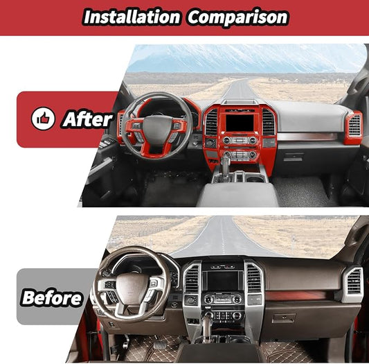 JeCar 16pcs Full Set Red Interior Trim Kit Fit for 2015-2020 Ford F150 Interior Accessories