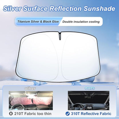 Windshield Sun Shade for 2017-2022 Honda CRV| Front Window Sun Visor| 310T Reflective Polyester| UV Heat Insulation Protection| Foldable Sunshade with Storage Pouch| Outdoor Camping