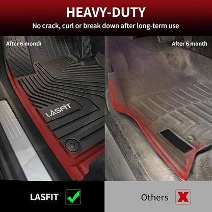 LASFIT Floor Mats for Volvo XC60 2018-2026 (Not for PHEV & T8 Hybrid), All Weather Floor Liner TPE Custom Fit 1st & 2nd Row Rubber Car Mats for Volvo XC60 Automotive Accessories, Black