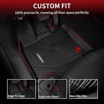 LASFIT Floor Mats for Toyota Grand Highlander 2024 2025 with Subwoofer (Include Hybrid), Trunk Mat Cargo Liner and Seat Back Covers TPE All Weather, Black