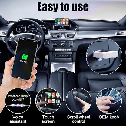 Wireless CarPlay Adapter for Factory Wired CarPlay Cars, Plug & Play Wireless CarPlay & Android Auto Dongle, Fast Auto Reconnect, Mini Compact Design
