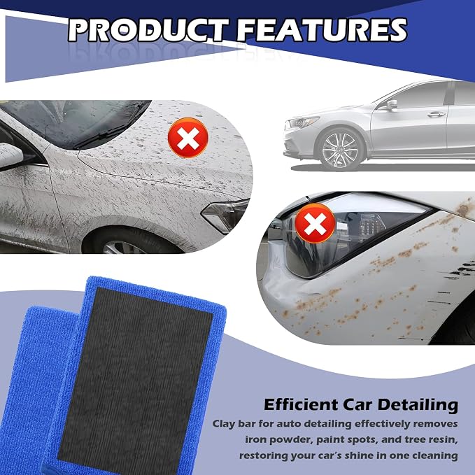 2PCS Car Clay Mitt Auto Detailing,Anti-Scratch Soft Clay Bar Mit for Car Surface Detailing,Reusable Clays Mitt for Cars Detailings as Clays Towel for Paint,Glass,Metal