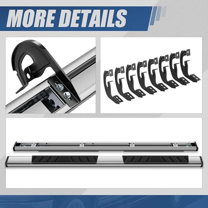 Auto Dynasty Flat Running Boards Compatible with 2004-2014 Ford F150 Extended Super Cab, Stainless Steel Side Step Rail Nerf Bars, 5” Step Bars, Polished Chrome