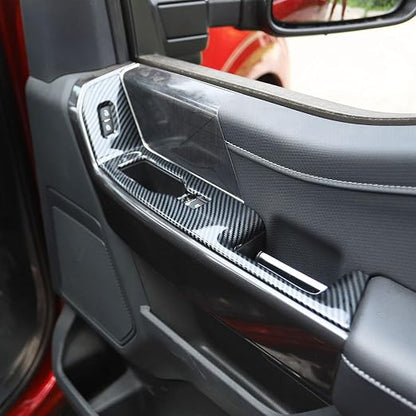 Carbon Fiber Interior Front Door Window Switch Panel Cover Trim for Ford F150 2021+ Decoration Accessories
