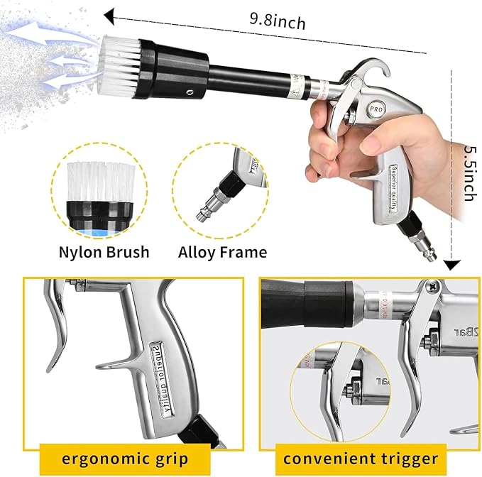 GOCCIDA High Pressure Tornado Dry Car Cleaning Gun Detailing Air Tool Air Blow Gun for Car Detailing Car Duster High Pressure Interior Cleaner Car Interior Detailing Kit with Brush Nozzle