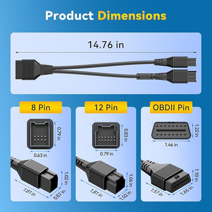 THINKCAR 12+8 Pin Connector to OBD2 Adapter for Chrysler, Security Gateway Bypass Cable for FCA SGW Vehicles for Diagnostic, Works with All OBD2 Scanners,for Dodge,for Jeep,for Ram,for Fiat Year 2018+